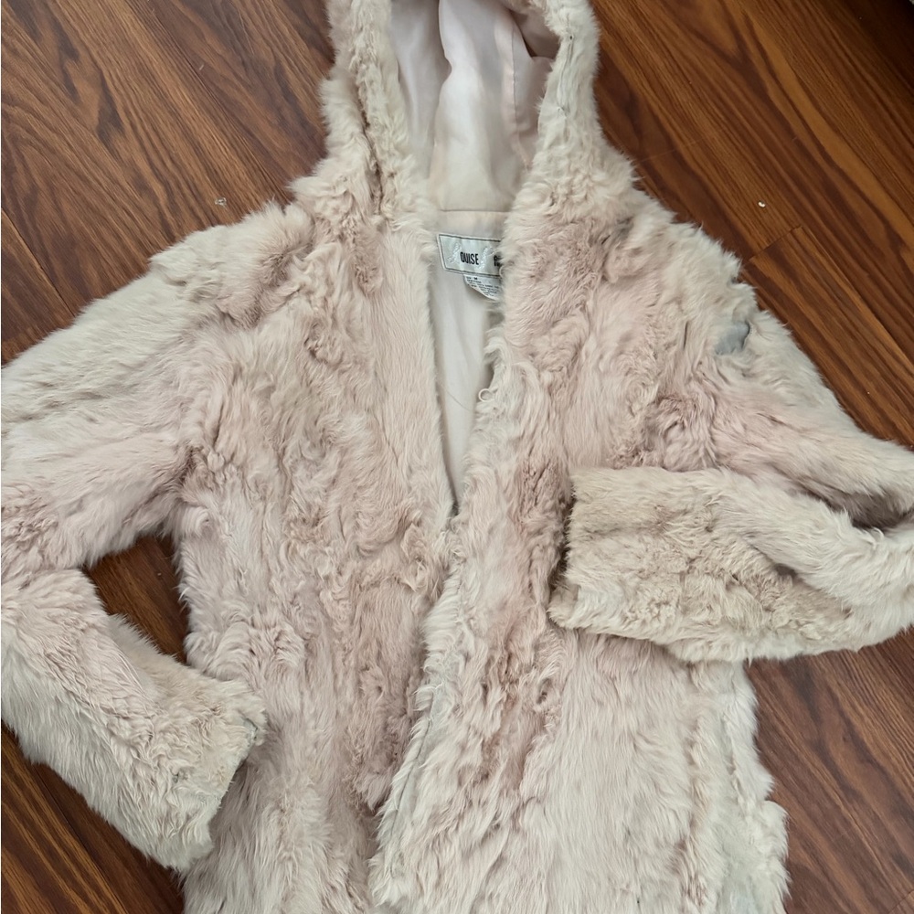 Faux Fur Hooded Jacket in Cream